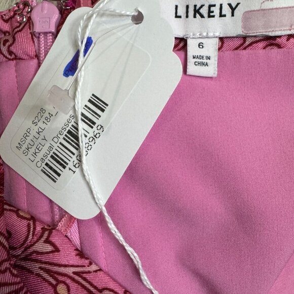 Revolve Likely Alyssa Paisley One Shoulder Bubble Dress Pink Size 6 NWT MSRP 228 - Picture 8 of 9